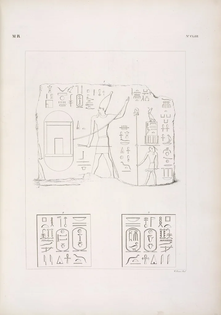 An illustration from I monumenti dell'Egitto e della Nubia disegnati dalla spedizione scientifico-letteraria toscana in Egitto; distribuiti in ordine di materie interpretati ed illustrati dal dottore Ippolito Rosellini, 1832, leaf 162