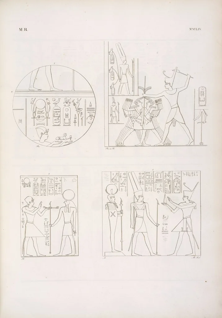 An illustration from I monumenti dell'Egitto e della Nubia disegnati dalla spedizione scientifico-letteraria toscana in Egitto; distribuiti in ordine di materie interpretati ed illustrati dal dottore Ippolito Rosellini, 1832, leaf 163