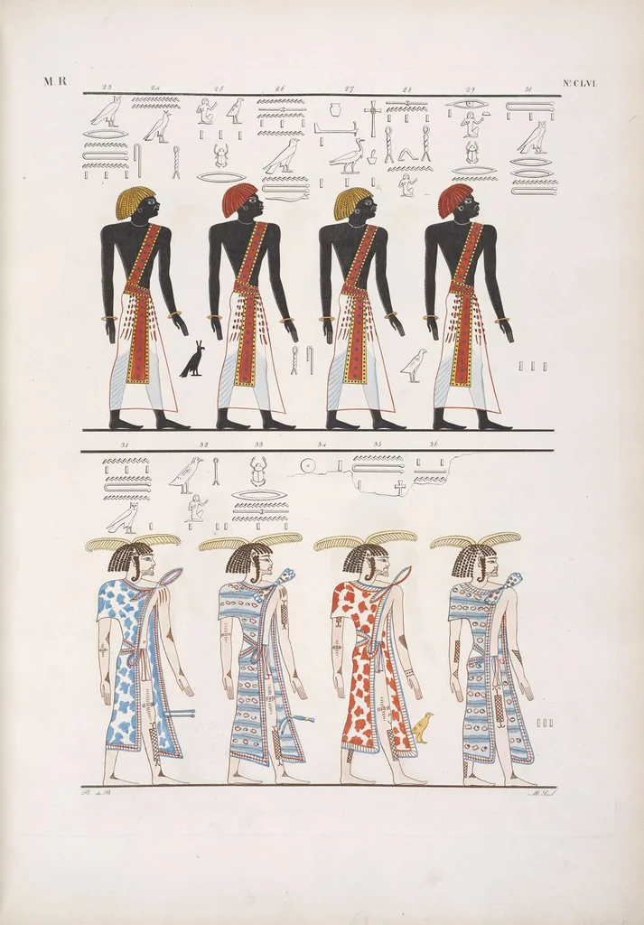 An illustration from I monumenti dell'Egitto e della Nubia disegnati dalla spedizione scientifico-letteraria toscana in Egitto; distribuiti in ordine di materie interpretati ed illustrati dal dottore Ippolito Rosellini, 1832, leaf 165
