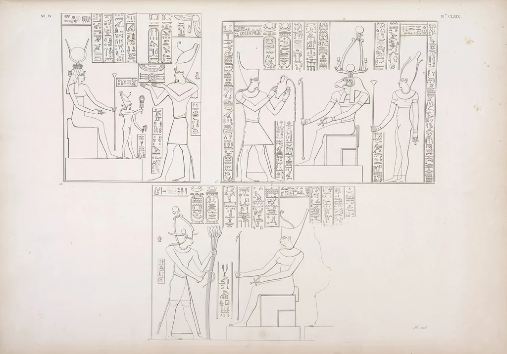 An illustration from I monumenti dell'Egitto e della Nubia disegnati dalla spedizione scientifico-letteraria toscana in Egitto; distribuiti in ordine di materie interpretati ed illustrati dal dottore Ippolito Rosellini, 1832, leaf 178
