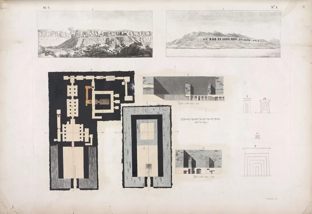 An illustration from I monumenti dell'Egitto e della Nubia disegnati dalla spedizione scientifico-letteraria toscana in Egitto; distribuiti in ordine di materie interpretati ed illustrati dal dottore Ippolito Rosellini, 1832, leaf 182