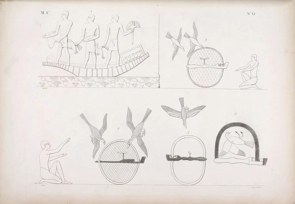 An illustration from I monumenti dell'Egitto e della Nubia disegnati dalla spedizione scientifico-letteraria toscana in Egitto; distribuiti in ordine di materie interpretati ed illustrati dal dottore Ippolito Rosellini, 1832, leaf 187