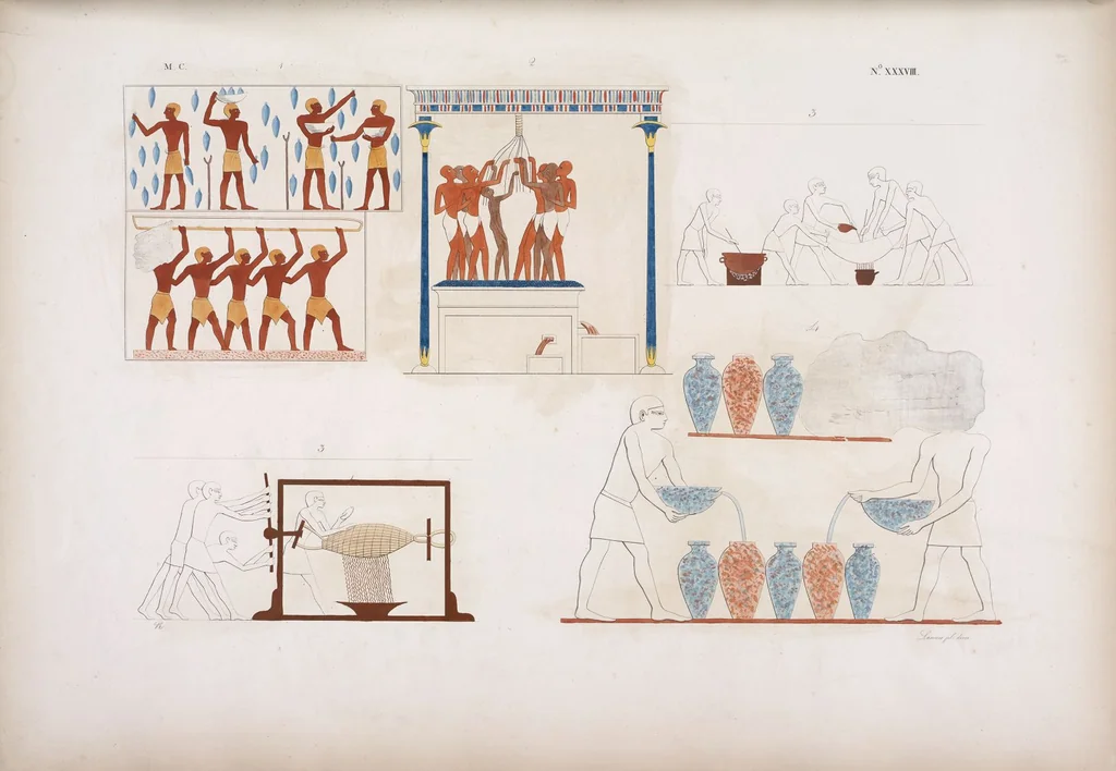 An illustration from I monumenti dell'Egitto e della Nubia disegnati dalla spedizione scientifico-letteraria toscana in Egitto; distribuiti in ordine di materie interpretati ed illustrati dal dottore Ippolito Rosellini, 1832, leaf 219