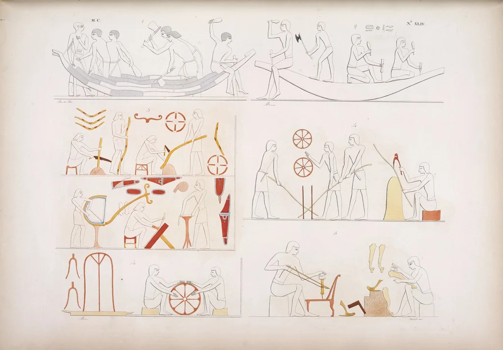 An illustration from I monumenti dell'Egitto e della Nubia disegnati dalla spedizione scientifico-letteraria toscana in Egitto; distribuiti in ordine di materie interpretati ed illustrati dal dottore Ippolito Rosellini, 1832, leaf 225