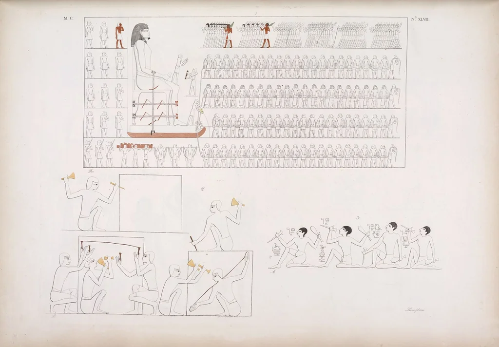An illustration from I monumenti dell'Egitto e della Nubia disegnati dalla spedizione scientifico-letteraria toscana in Egitto; distribuiti in ordine di materie interpretati ed illustrati dal dottore Ippolito Rosellini, 1832, leaf 229