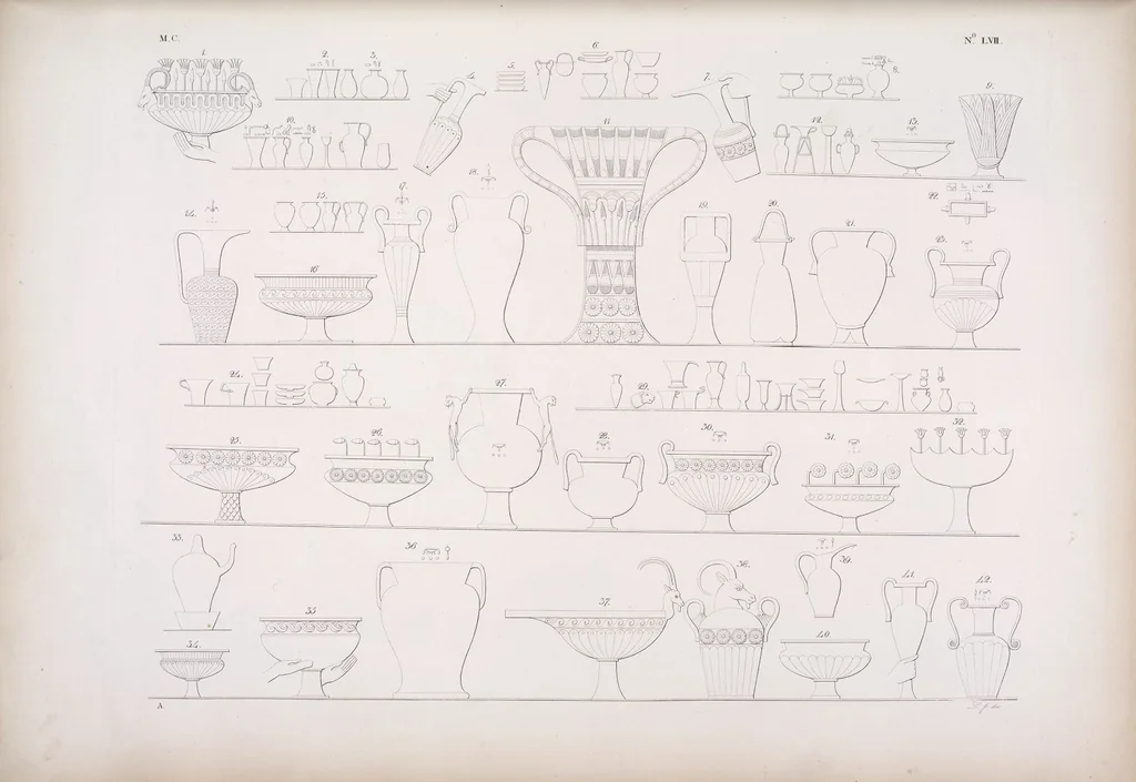 An illustration from I monumenti dell'Egitto e della Nubia disegnati dalla spedizione scientifico-letteraria toscana in Egitto; distribuiti in ordine di materie interpretati ed illustrati dal dottore Ippolito Rosellini, 1832, leaf 238