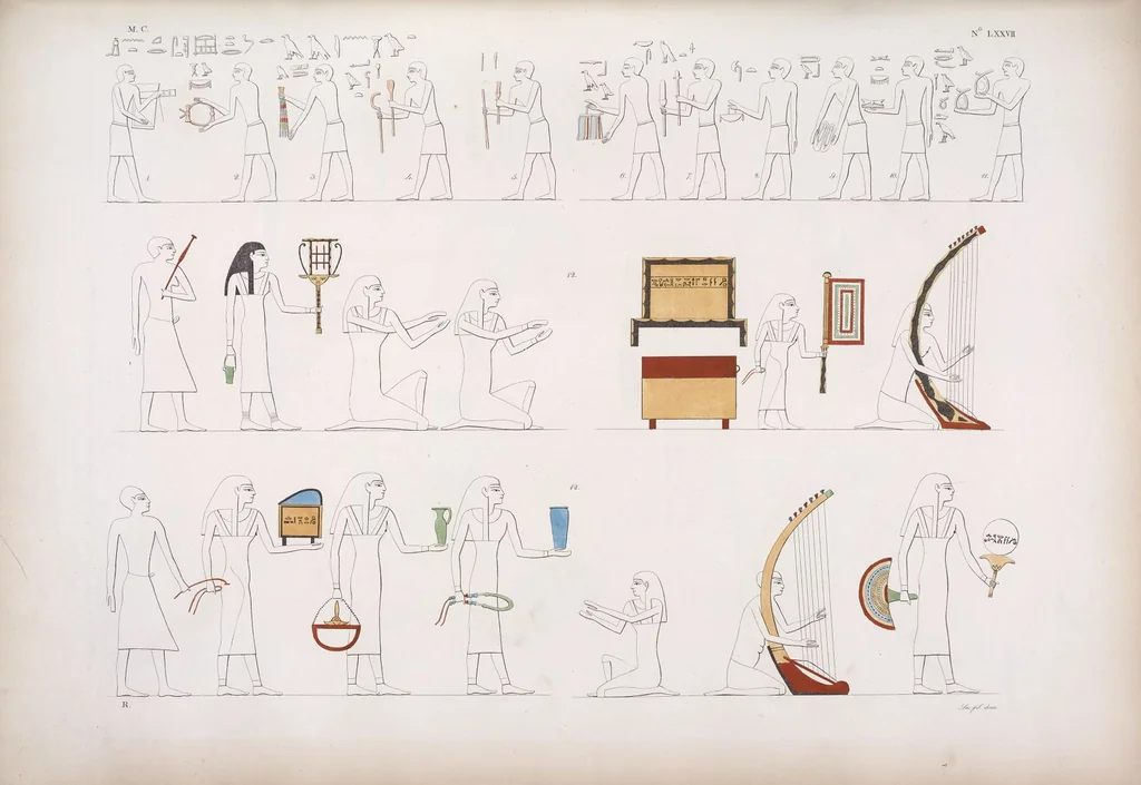 An illustration from I monumenti dell'Egitto e della Nubia disegnati dalla spedizione scientifico-letteraria toscana in Egitto; distribuiti in ordine di materie interpretati ed illustrati dal dottore Ippolito Rosellini, 1832, leaf 258