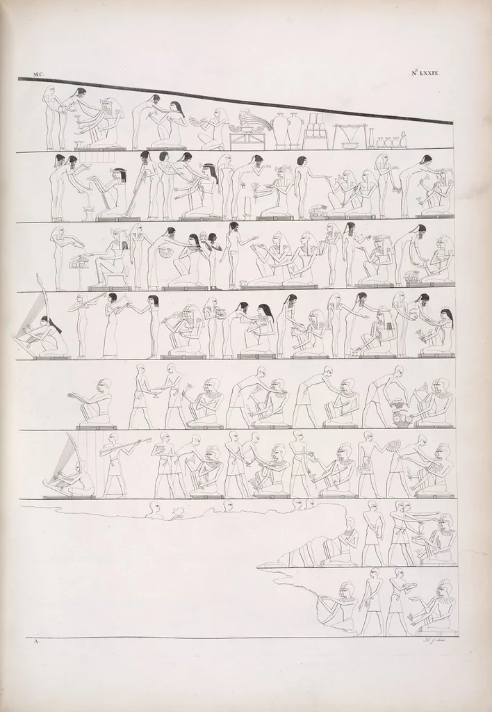 An illustration from I monumenti dell'Egitto e della Nubia disegnati dalla spedizione scientifico-letteraria toscana in Egitto; distribuiti in ordine di materie interpretati ed illustrati dal dottore Ippolito Rosellini, 1832, leaf 260