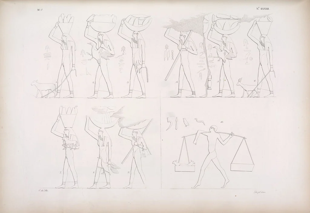 An illustration from I monumenti dell'Egitto e della Nubia disegnati dalla spedizione scientifico-letteraria toscana in Egitto; distribuiti in ordine di materie interpretati ed illustrati dal dottore Ippolito Rosellini, 1832, leaf 263
