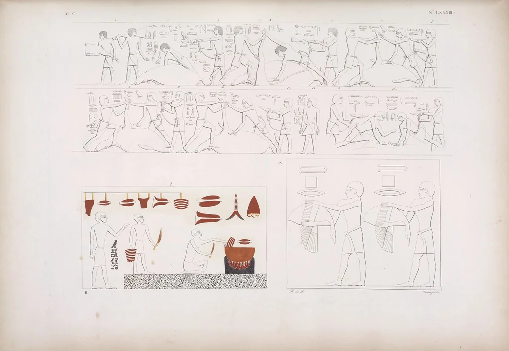 An illustration from I monumenti dell'Egitto e della Nubia disegnati dalla spedizione scientifico-letteraria toscana in Egitto; distribuiti in ordine di materie interpretati ed illustrati dal dottore Ippolito Rosellini, 1832, leaf 264
