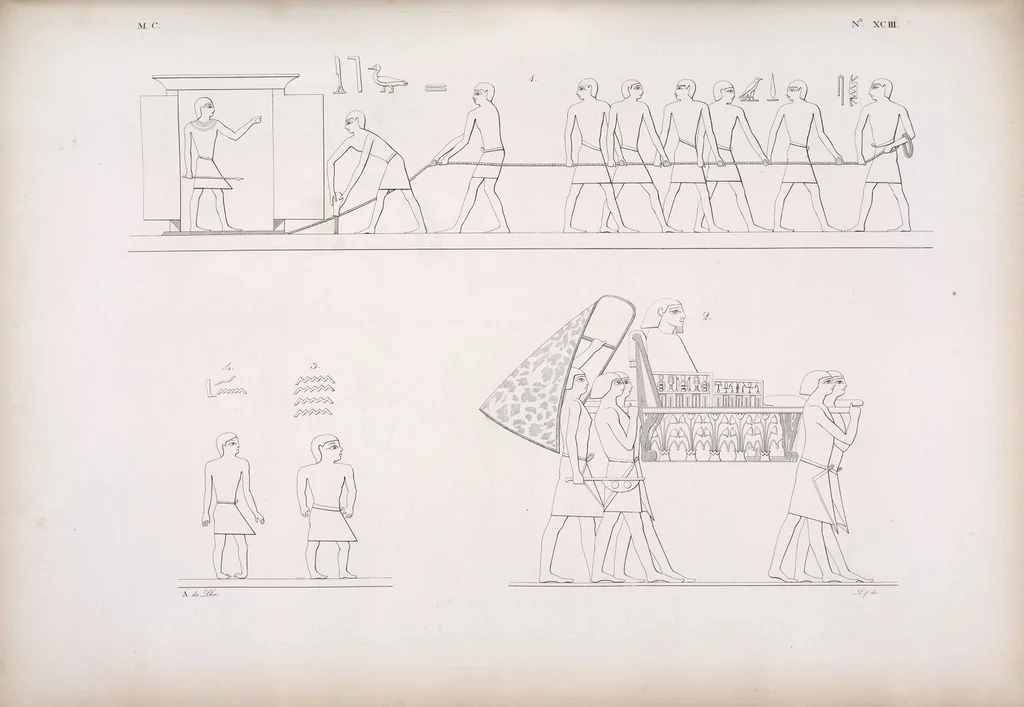 An illustration from I monumenti dell'Egitto e della Nubia disegnati dalla spedizione scientifico-letteraria toscana in Egitto; distribuiti in ordine di materie interpretati ed illustrati dal dottore Ippolito Rosellini, 1832, leaf 274