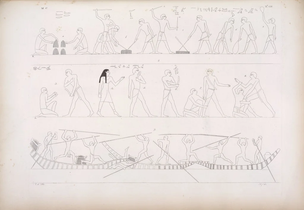 An illustration from I monumenti dell'Egitto e della Nubia disegnati dalla spedizione scientifico-letteraria toscana in Egitto; distribuiti in ordine di materie interpretati ed illustrati dal dottore Ippolito Rosellini, 1832, leaf 285