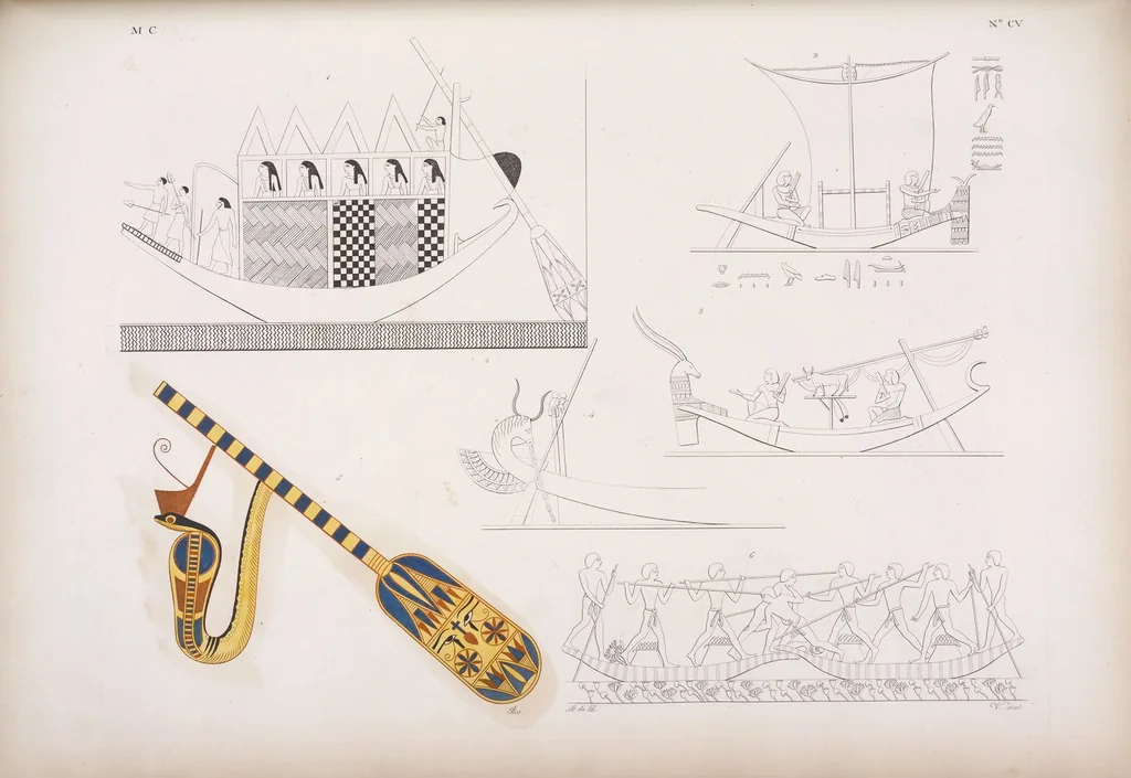 An illustration from I monumenti dell'Egitto e della Nubia disegnati dalla spedizione scientifico-letteraria toscana in Egitto; distribuiti in ordine di materie interpretati ed illustrati dal dottore Ippolito Rosellini, 1832, leaf 286