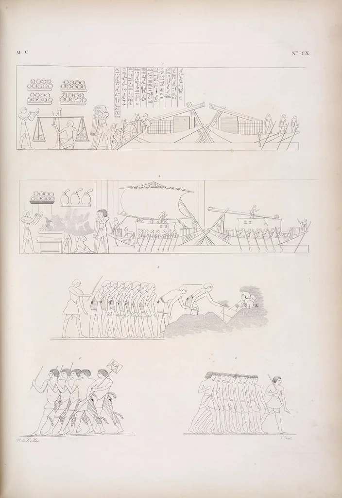 An illustration from I monumenti dell'Egitto e della Nubia disegnati dalla spedizione scientifico-letteraria toscana in Egitto; distribuiti in ordine di materie interpretati ed illustrati dal dottore Ippolito Rosellini, 1832, leaf 291