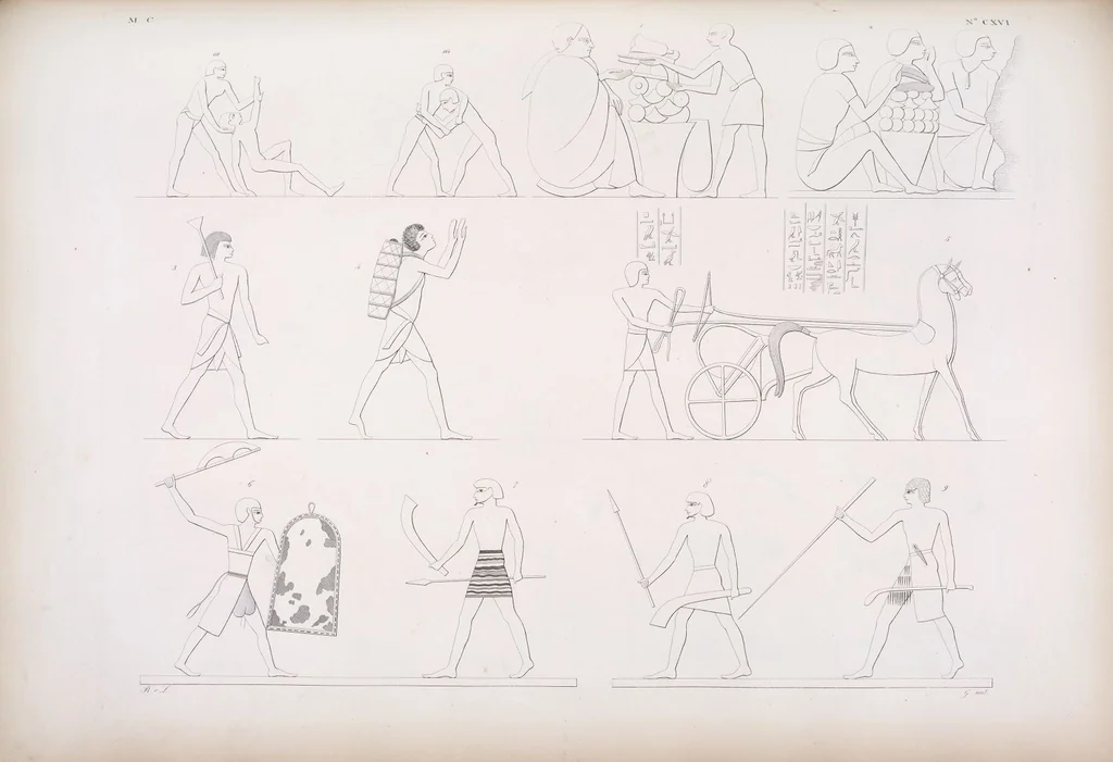An illustration from I monumenti dell'Egitto e della Nubia disegnati dalla spedizione scientifico-letteraria toscana in Egitto; distribuiti in ordine di materie interpretati ed illustrati dal dottore Ippolito Rosellini, 1832, leaf 297
