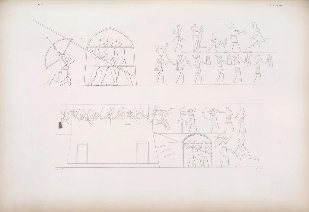 An illustration from I monumenti dell'Egitto e della Nubia disegnati dalla spedizione scientifico-letteraria toscana in Egitto; distribuiti in ordine di materie interpretati ed illustrati dal dottore Ippolito Rosellini, 1832, leaf 299