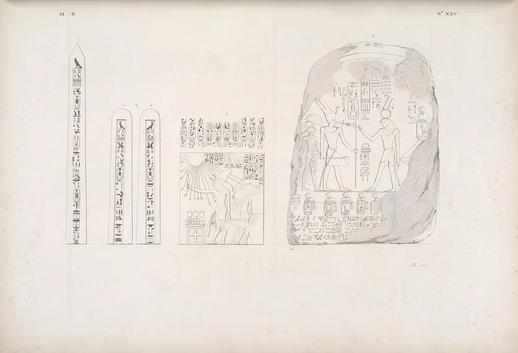 An illustration from I monumenti dell'Egitto e della Nubia disegnati dalla spedizione scientifico-letteraria toscana in Egitto; distribuiti in ordine di materie interpretati ed illustrati dal dottore Ippolito Rosellini, 1832, leaf 30