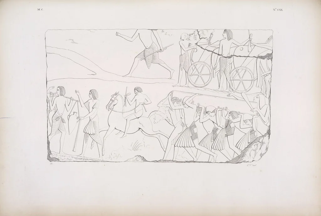 An illustration from I monumenti dell'Egitto e della Nubia disegnati dalla spedizione scientifico-letteraria toscana in Egitto; distribuiti in ordine di materie interpretati ed illustrati dal dottore Ippolito Rosellini, 1832, leaf 301