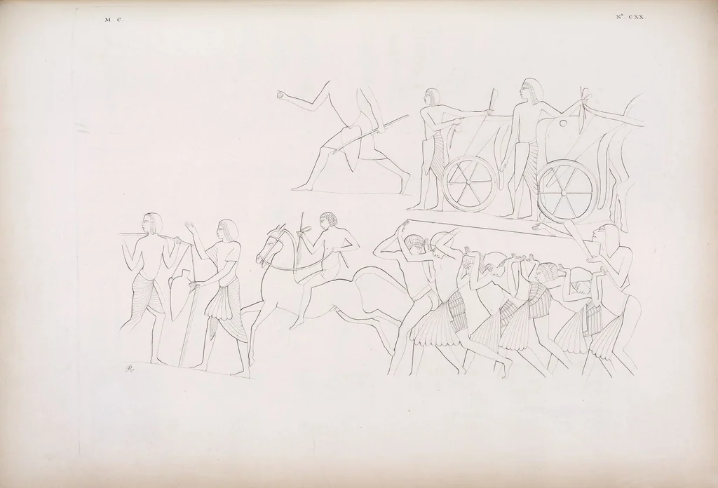 An illustration from I monumenti dell'Egitto e della Nubia disegnati dalla spedizione scientifico-letteraria toscana in Egitto; distribuiti in ordine di materie interpretati ed illustrati dal dottore Ippolito Rosellini, 1832, leaf 302