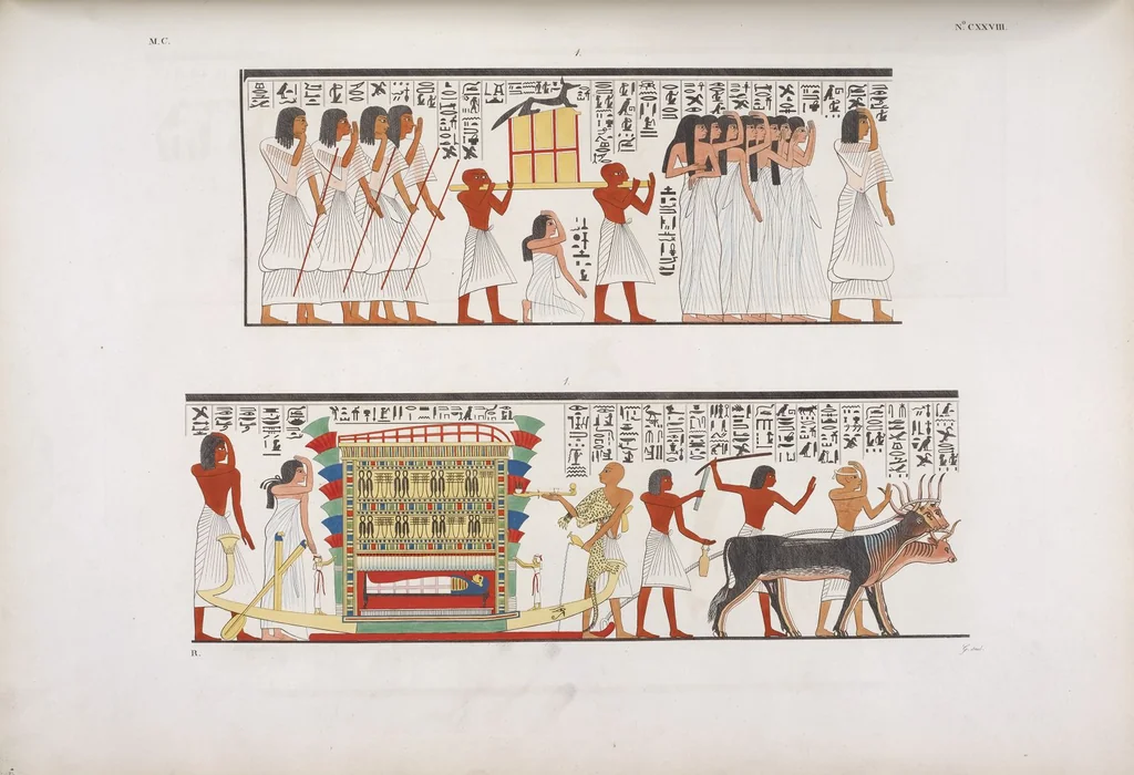 An illustration from I monumenti dell'Egitto e della Nubia disegnati dalla spedizione scientifico-letteraria toscana in Egitto; distribuiti in ordine di materie interpretati ed illustrati dal dottore Ippolito Rosellini, 1832, leaf 310