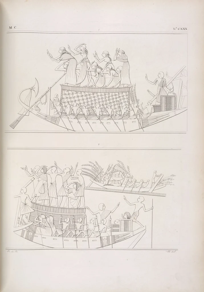 An illustration from I monumenti dell'Egitto e della Nubia disegnati dalla spedizione scientifico-letteraria toscana in Egitto; distribuiti in ordine di materie interpretati ed illustrati dal dottore Ippolito Rosellini, 1832, leaf 312