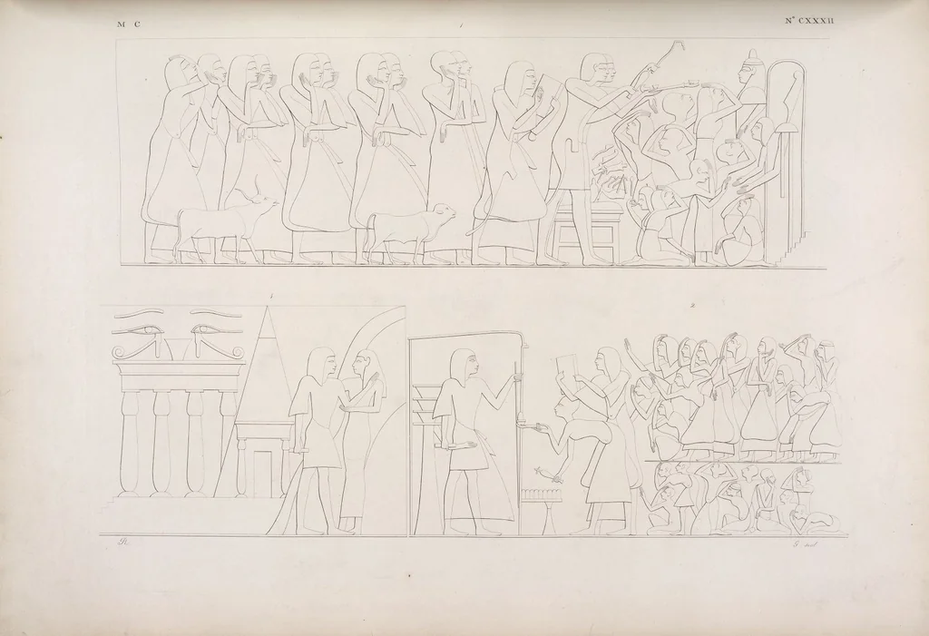 An illustration from I monumenti dell'Egitto e della Nubia disegnati dalla spedizione scientifico-letteraria toscana in Egitto; distribuiti in ordine di materie interpretati ed illustrati dal dottore Ippolito Rosellini, 1832, leaf 314