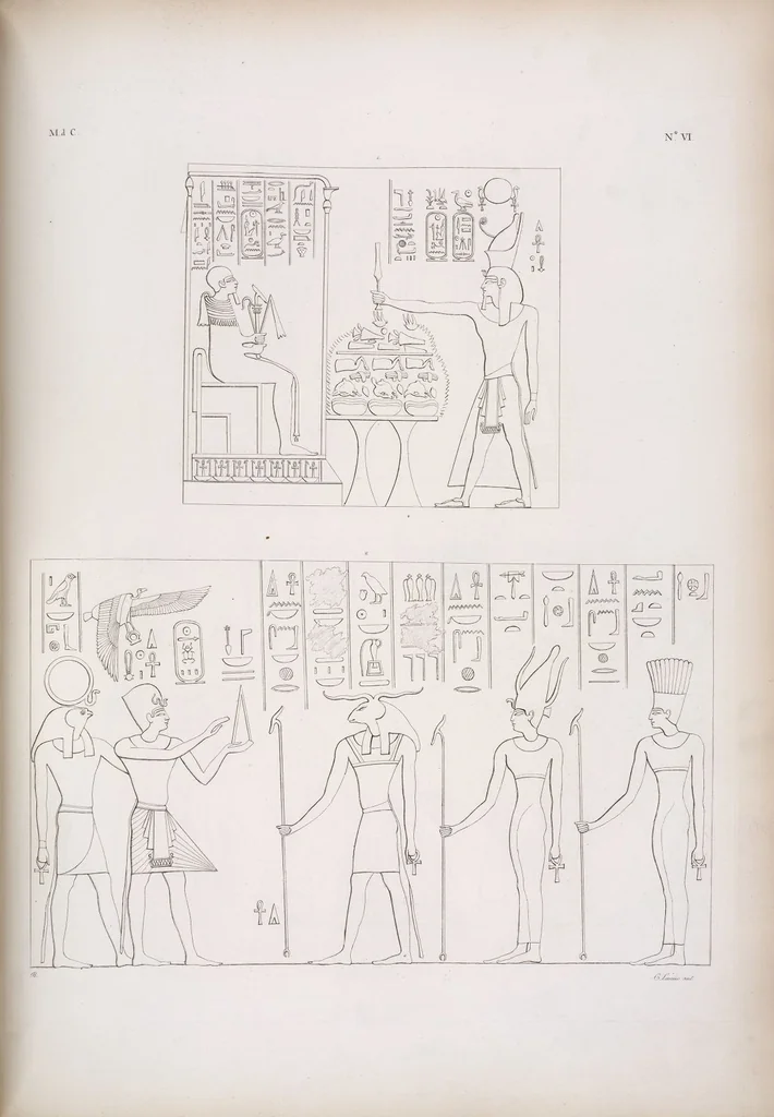 An illustration from I monumenti dell'Egitto e della Nubia disegnati dalla spedizione scientifico-letteraria toscana in Egitto; distribuiti in ordine di materie interpretati ed illustrati dal dottore Ippolito Rosellini, 1832, leaf 326