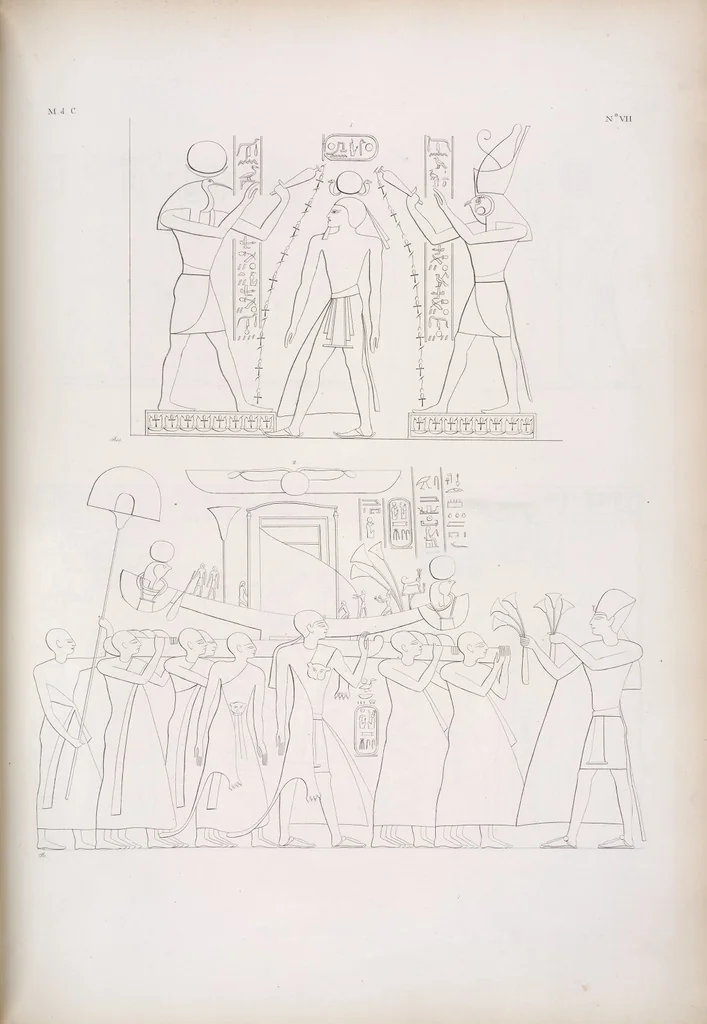 An illustration from I monumenti dell'Egitto e della Nubia disegnati dalla spedizione scientifico-letteraria toscana in Egitto; distribuiti in ordine di materie interpretati ed illustrati dal dottore Ippolito Rosellini, 1832, leaf 327
