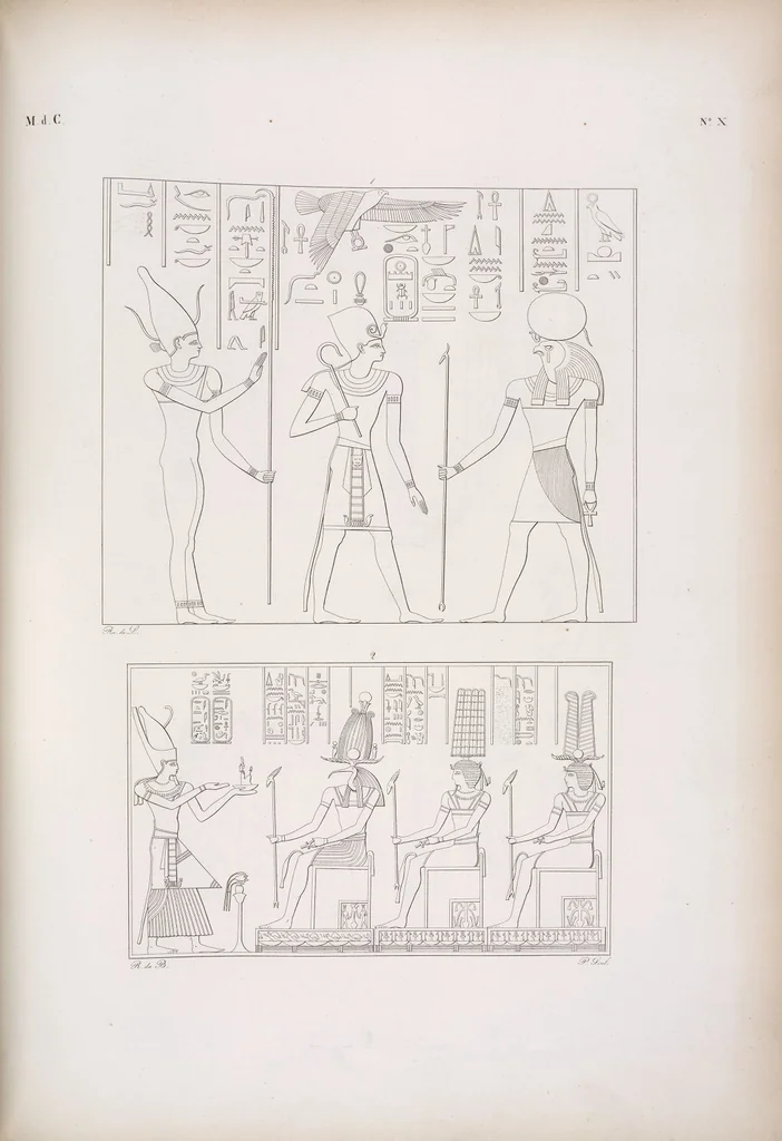 An illustration from I monumenti dell'Egitto e della Nubia disegnati dalla spedizione scientifico-letteraria toscana in Egitto; distribuiti in ordine di materie interpretati ed illustrati dal dottore Ippolito Rosellini, 1832, leaf 330
