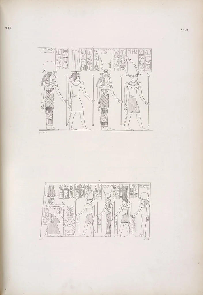 An illustration from I monumenti dell'Egitto e della Nubia disegnati dalla spedizione scientifico-letteraria toscana in Egitto; distribuiti in ordine di materie interpretati ed illustrati dal dottore Ippolito Rosellini, 1832, leaf 331