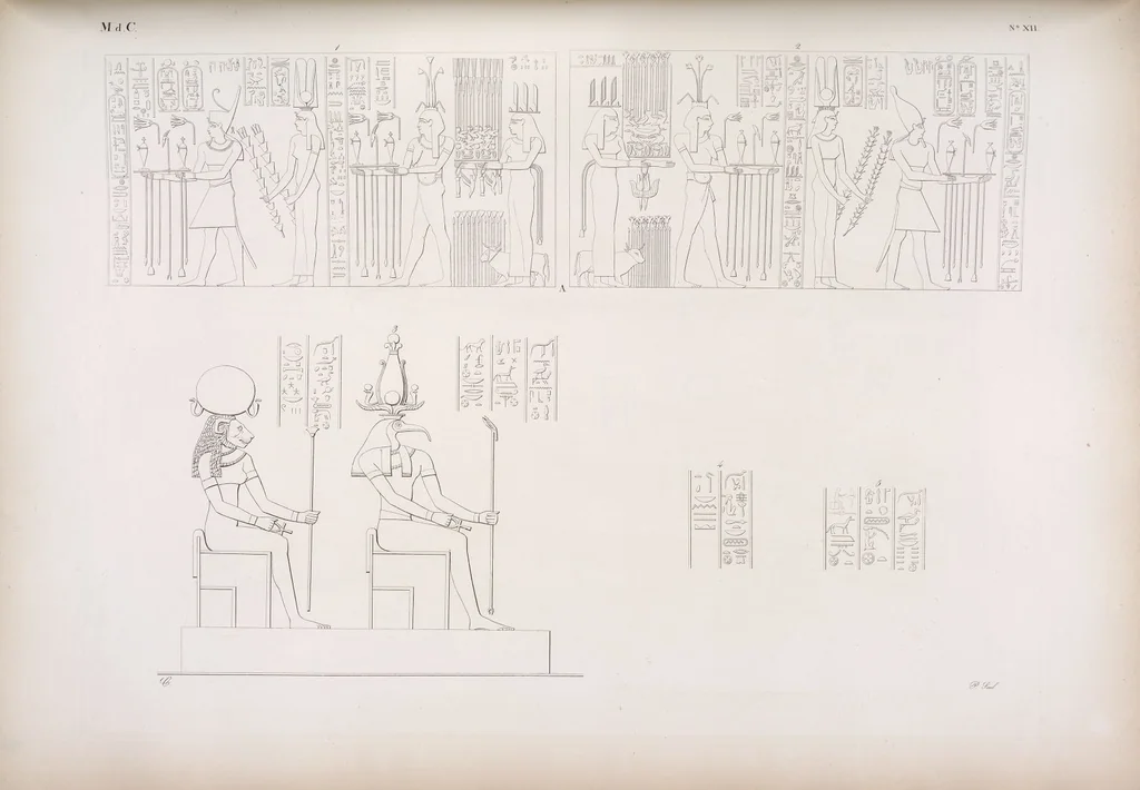 An illustration from I monumenti dell'Egitto e della Nubia disegnati dalla spedizione scientifico-letteraria toscana in Egitto; distribuiti in ordine di materie interpretati ed illustrati dal dottore Ippolito Rosellini, 1832, leaf 332