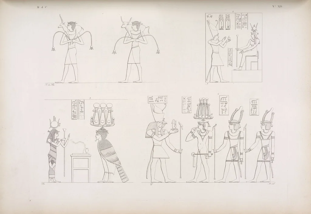 An illustration from I monumenti dell'Egitto e della Nubia disegnati dalla spedizione scientifico-letteraria toscana in Egitto; distribuiti in ordine di materie interpretati ed illustrati dal dottore Ippolito Rosellini, 1832, leaf 334