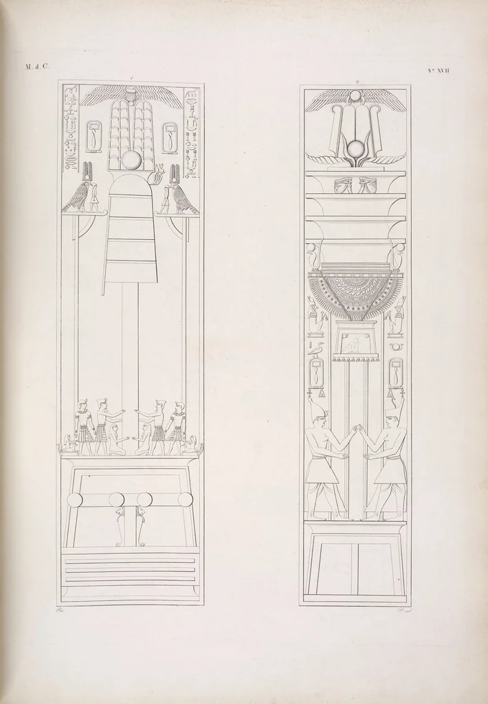An illustration from I monumenti dell'Egitto e della Nubia disegnati dalla spedizione scientifico-letteraria toscana in Egitto; distribuiti in ordine di materie interpretati ed illustrati dal dottore Ippolito Rosellini, 1832, leaf 337