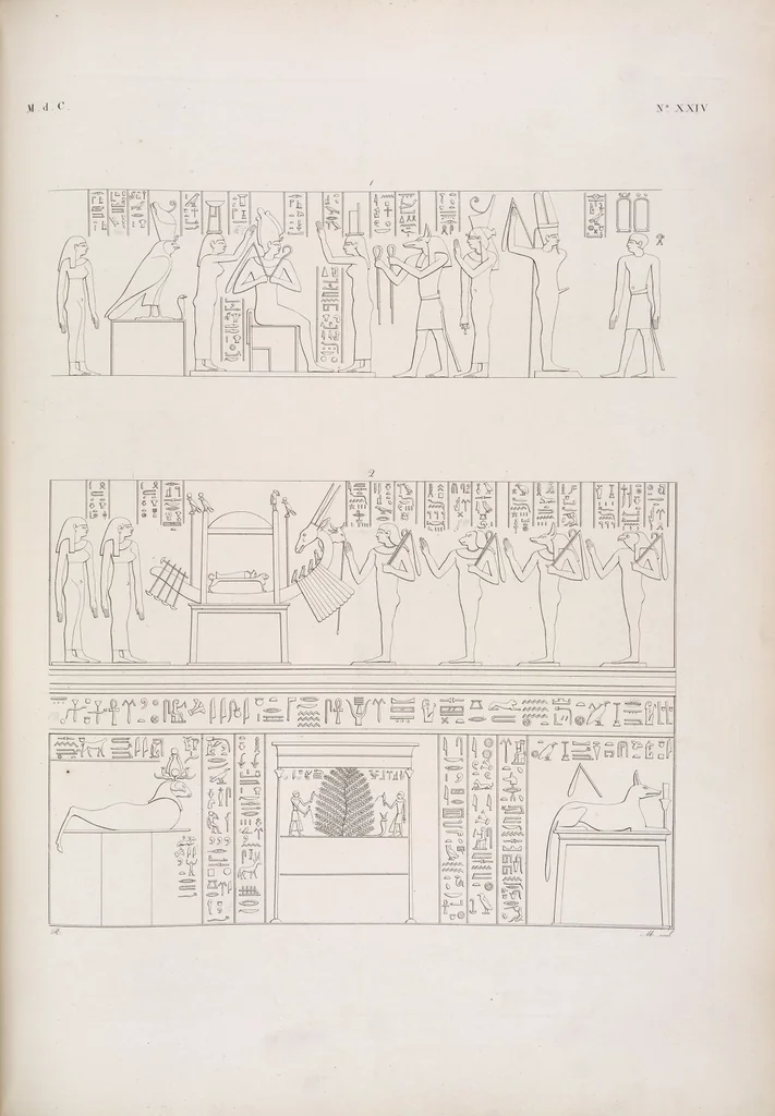 An illustration from I monumenti dell'Egitto e della Nubia disegnati dalla spedizione scientifico-letteraria toscana in Egitto; distribuiti in ordine di materie interpretati ed illustrati dal dottore Ippolito Rosellini, 1832, leaf 344