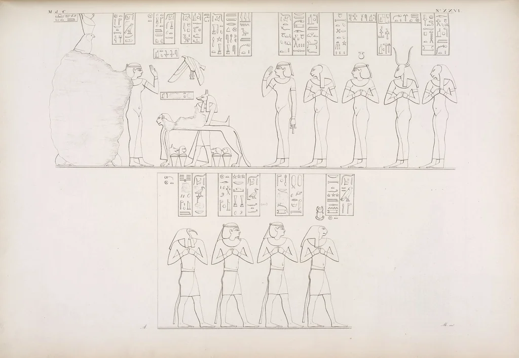 An illustration from I monumenti dell'Egitto e della Nubia disegnati dalla spedizione scientifico-letteraria toscana in Egitto; distribuiti in ordine di materie interpretati ed illustrati dal dottore Ippolito Rosellini, 1832, leaf 346
