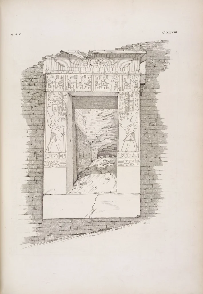 An illustration from I monumenti dell'Egitto e della Nubia disegnati dalla spedizione scientifico-letteraria toscana in Egitto; distribuiti in ordine di materie interpretati ed illustrati dal dottore Ippolito Rosellini, 1832, leaf 348