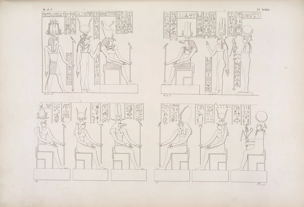 An illustration from I monumenti dell'Egitto e della Nubia disegnati dalla spedizione scientifico-letteraria toscana in Egitto; distribuiti in ordine di materie interpretati ed illustrati dal dottore Ippolito Rosellini, 1832, leaf 349