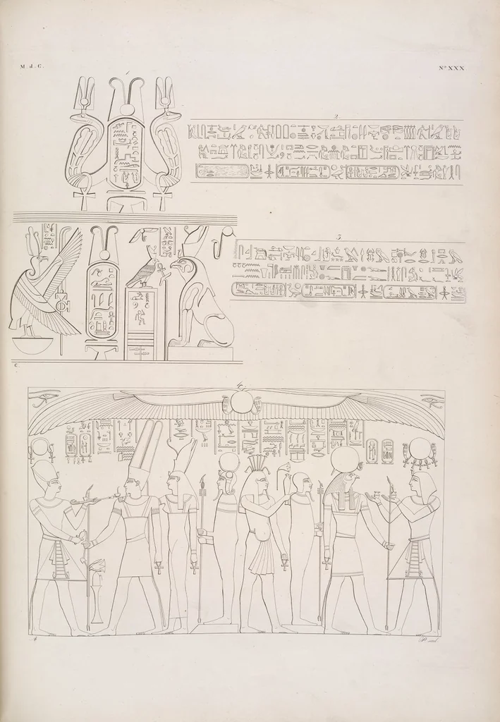 An illustration from I monumenti dell'Egitto e della Nubia disegnati dalla spedizione scientifico-letteraria toscana in Egitto; distribuiti in ordine di materie interpretati ed illustrati dal dottore Ippolito Rosellini, 1832, leaf 350