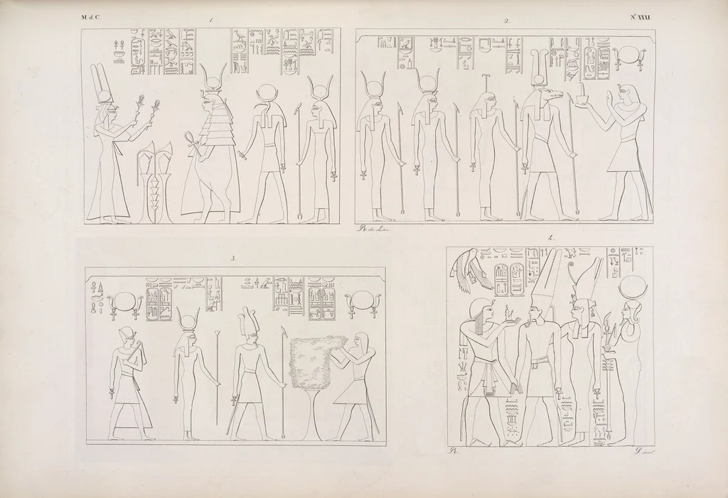 An illustration from I monumenti dell'Egitto e della Nubia disegnati dalla spedizione scientifico-letteraria toscana in Egitto; distribuiti in ordine di materie interpretati ed illustrati dal dottore Ippolito Rosellini, 1832, leaf 351
