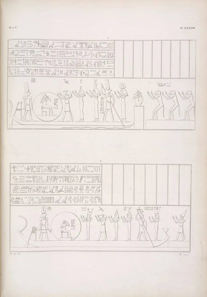 An illustration from I monumenti dell'Egitto e della Nubia disegnati dalla spedizione scientifico-letteraria toscana in Egitto; distribuiti in ordine di materie interpretati ed illustrati dal dottore Ippolito Rosellini, 1832, leaf 358