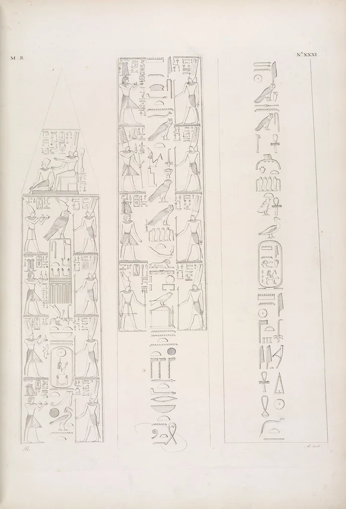 An illustration from I monumenti dell'Egitto e della Nubia disegnati dalla spedizione scientifico-letteraria toscana in Egitto; distribuiti in ordine di materie interpretati ed illustrati dal dottore Ippolito Rosellini, 1832, leaf 36