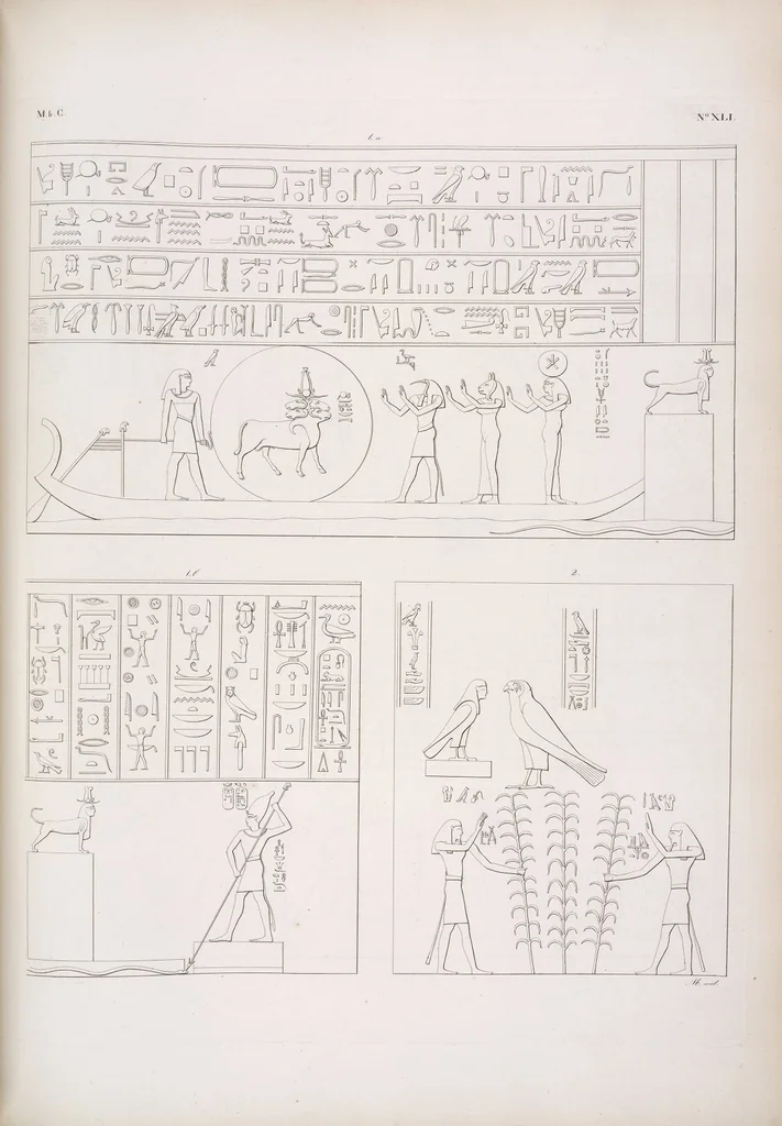 An illustration from I monumenti dell'Egitto e della Nubia disegnati dalla spedizione scientifico-letteraria toscana in Egitto; distribuiti in ordine di materie interpretati ed illustrati dal dottore Ippolito Rosellini, 1832, leaf 361