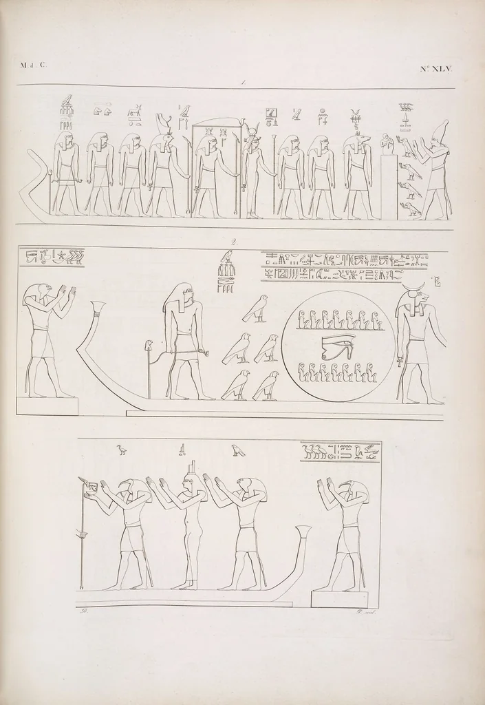 An illustration from I monumenti dell'Egitto e della Nubia disegnati dalla spedizione scientifico-letteraria toscana in Egitto; distribuiti in ordine di materie interpretati ed illustrati dal dottore Ippolito Rosellini, 1832, leaf 365