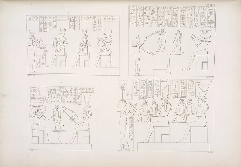 An illustration from I monumenti dell'Egitto e della Nubia disegnati dalla spedizione scientifico-letteraria toscana in Egitto; distribuiti in ordine di materie interpretati ed illustrati dal dottore Ippolito Rosellini, 1832, leaf 368