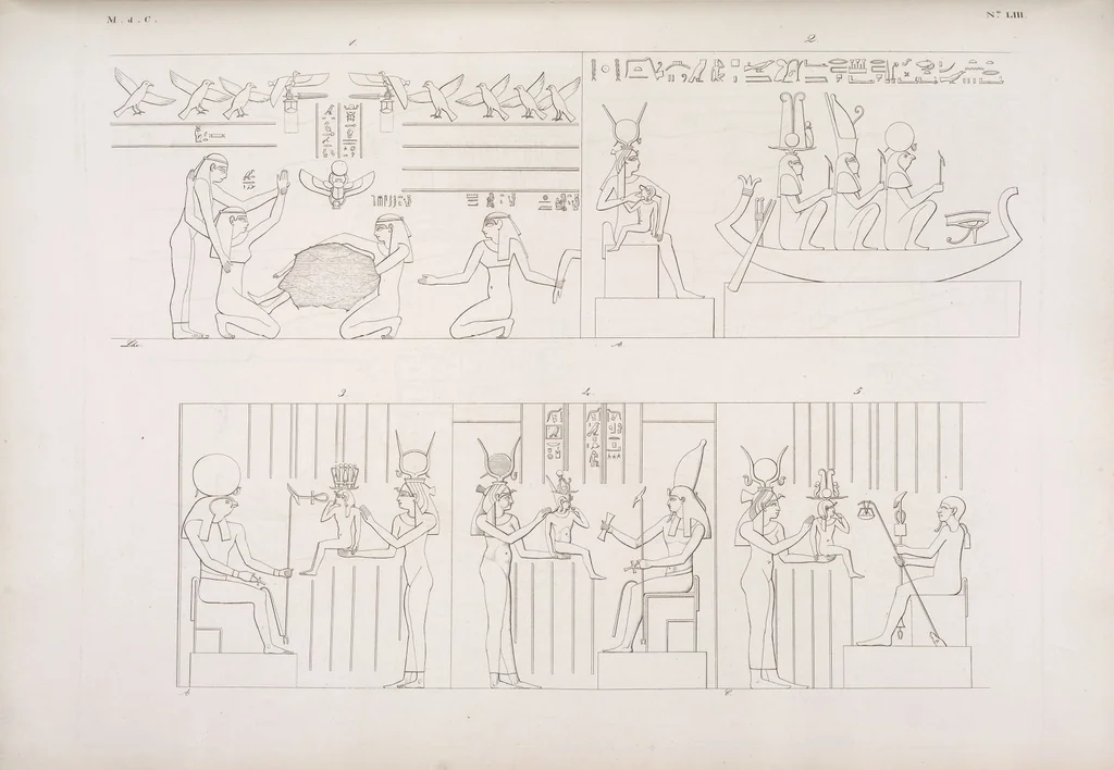 An illustration from I monumenti dell'Egitto e della Nubia disegnati dalla spedizione scientifico-letteraria toscana in Egitto; distribuiti in ordine di materie interpretati ed illustrati dal dottore Ippolito Rosellini, 1832, leaf 373