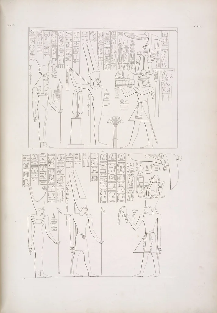 An illustration from I monumenti dell'Egitto e della Nubia disegnati dalla spedizione scientifico-letteraria toscana in Egitto; distribuiti in ordine di materie interpretati ed illustrati dal dottore Ippolito Rosellini, 1832, leaf 374