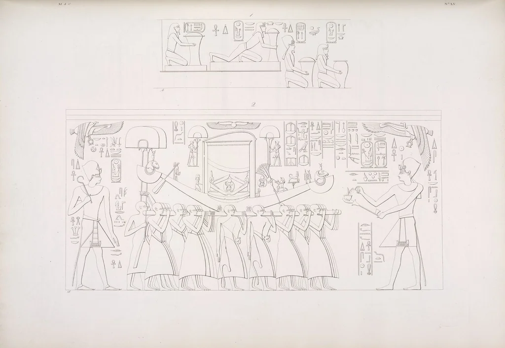 An illustration from I monumenti dell'Egitto e della Nubia disegnati dalla spedizione scientifico-letteraria toscana in Egitto; distribuiti in ordine di materie interpretati ed illustrati dal dottore Ippolito Rosellini, 1832, leaf 375
