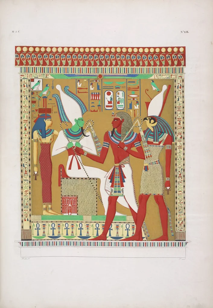 An illustration from I monumenti dell'Egitto e della Nubia disegnati dalla spedizione scientifico-letteraria toscana in Egitto; distribuiti in ordine di materie interpretati ed illustrati dal dottore Ippolito Rosellini, 1832, leaf 379
