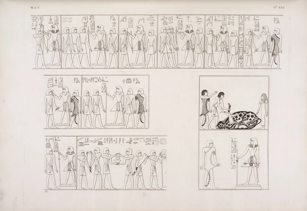 An illustration from I monumenti dell'Egitto e della Nubia disegnati dalla spedizione scientifico-letteraria toscana in Egitto; distribuiti in ordine di materie interpretati ed illustrati dal dottore Ippolito Rosellini, 1832, leaf 381