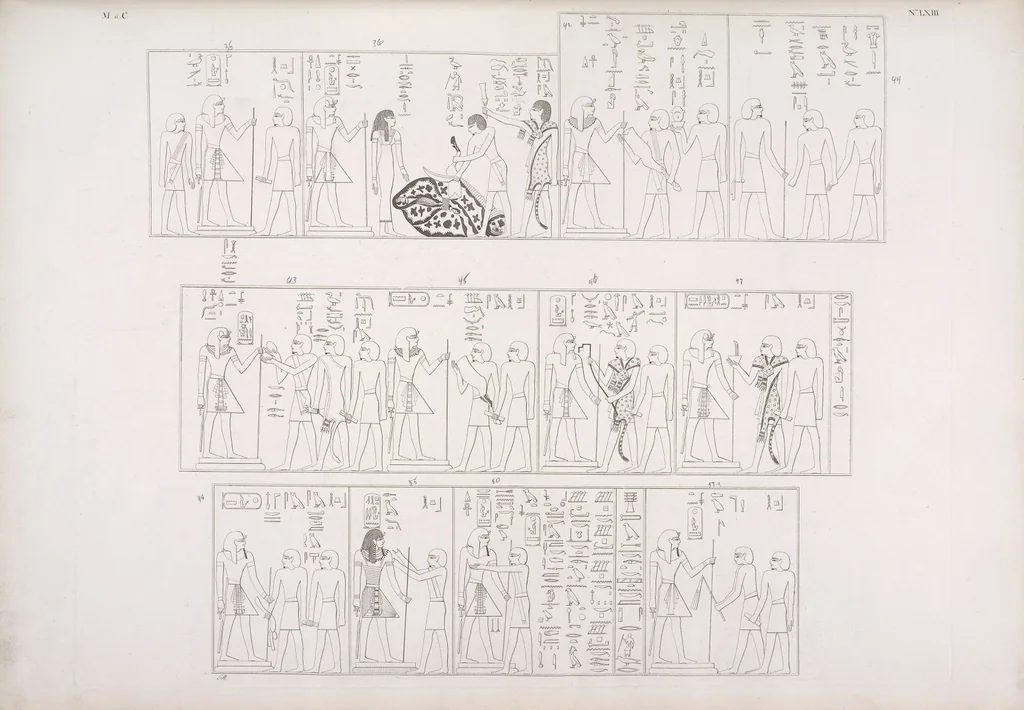 An illustration from I monumenti dell'Egitto e della Nubia disegnati dalla spedizione scientifico-letteraria toscana in Egitto; distribuiti in ordine di materie interpretati ed illustrati dal dottore Ippolito Rosellini, 1832, leaf 383